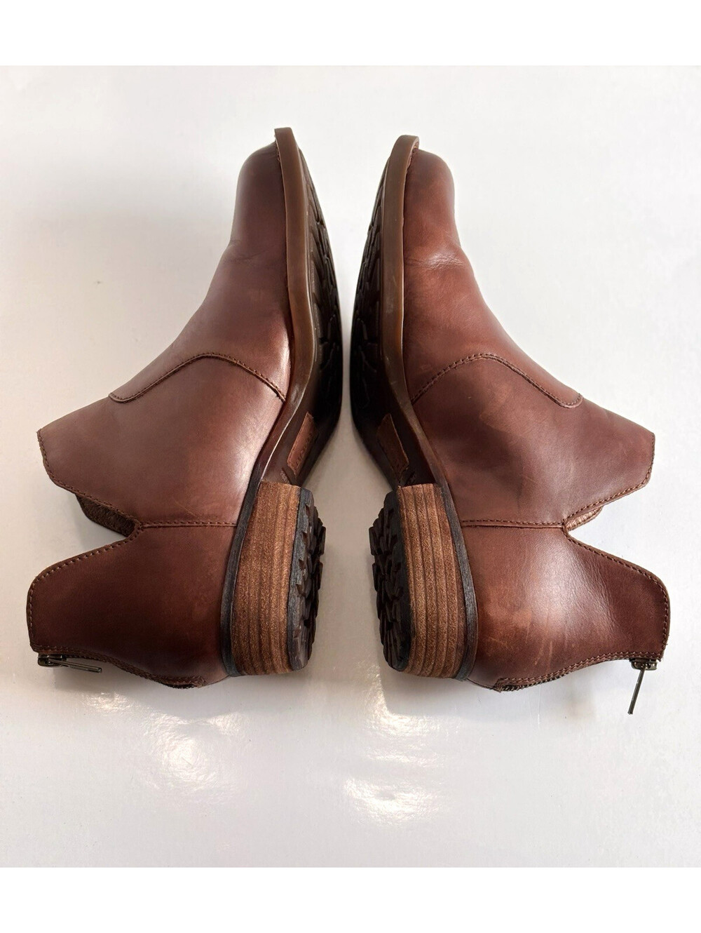 Born Kerri Ankle Booties Women's Sz 10M Brown Leather Comfort Back Zip Round Toe - Picture 6 of 15